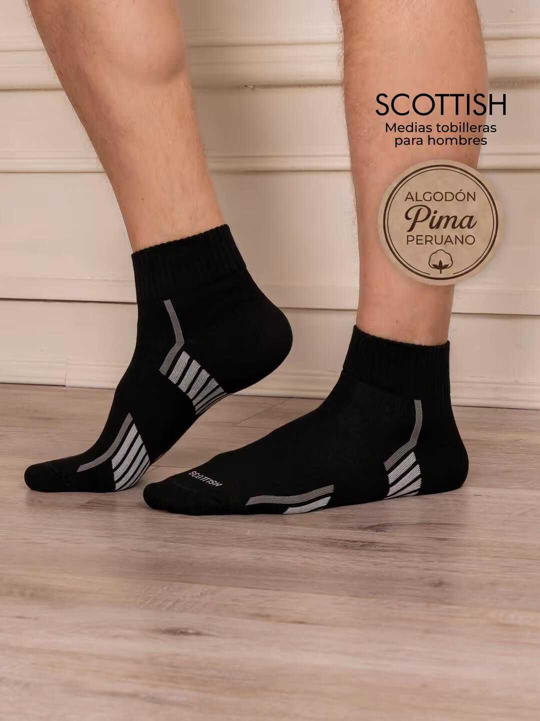 Medias tobilleras negras Scottish para hombres
