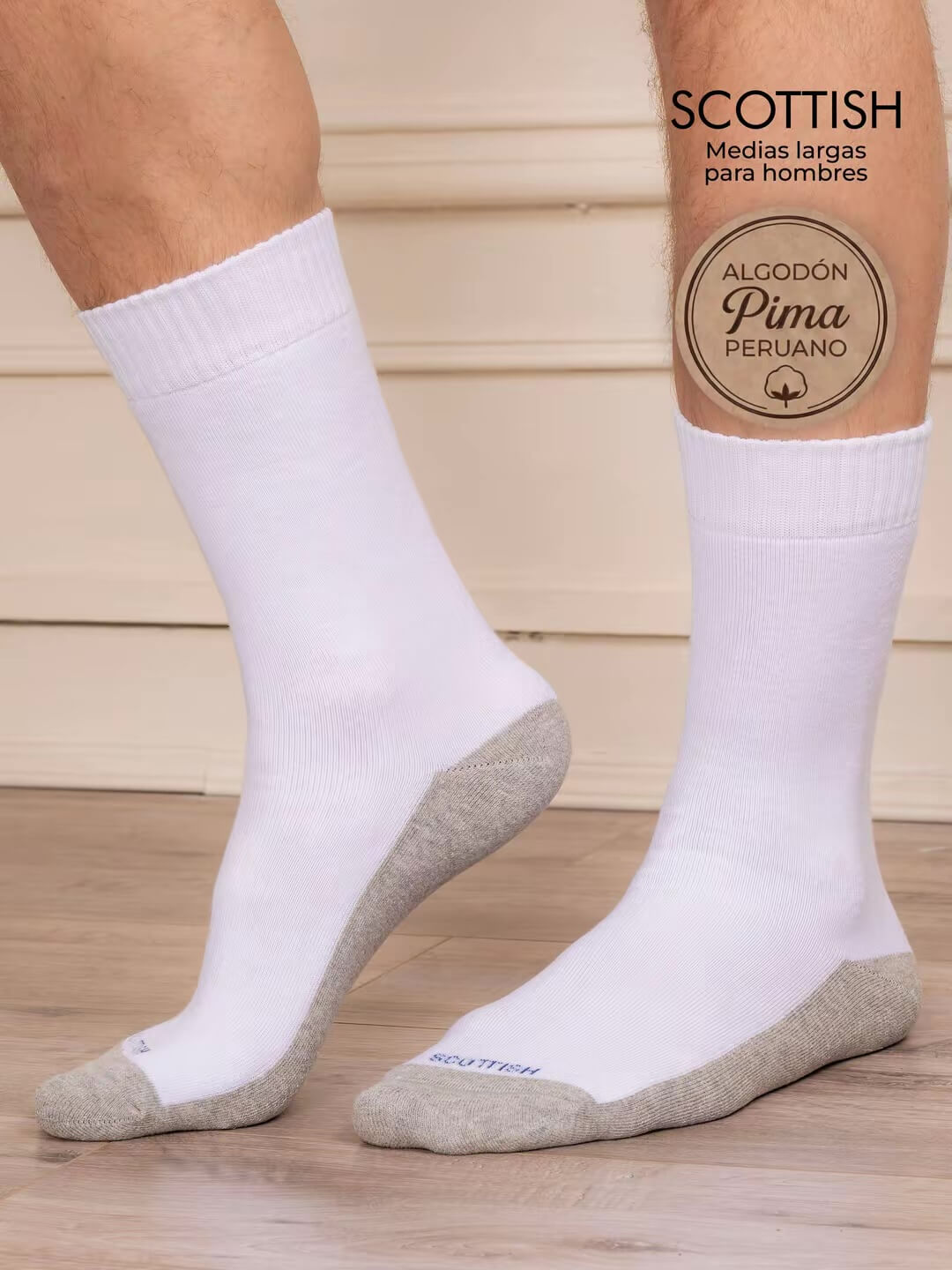 Medias largas blancas Scottish para hombres